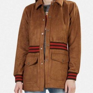 MOTHER Tan Utility Jacket with Red Accents